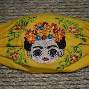 Yellow Frida Face Mask-Artesania Mexicana